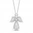 Diamond Angel Necklace 1/3 ct tw Round/Baguette 10K White Gold 18"