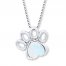 Paw Print Necklace Lab-Created Opal Sterling Silver