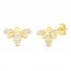 Diamond Bee Earrings 10K Yellow Gold