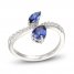 Blue & White Lab-Created Sapphire Ring Sterling Silver