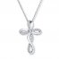 Diamond Cross Necklace 1/15 ct tw Round-cut 10K White Gold