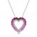 Lab-Created Ruby, Pink & White Lab-Created Sapphire Heart Necklace Sterling Silver 18"