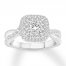 Diamond Engagement Ring 7/8 ct tw Princess/Round 14K White Gold