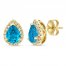 Le Vian Blue Topaz Earrings 1/4 ct tw Diamonds 14K Honey Gold