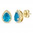 Le Vian Blue Topaz Earrings 1/4 ct tw Diamonds 14K Honey Gold