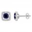 Lab-Created Sapphire Earrings 1/15 cttw Diamonds 10K White Gold