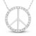 Diamond Peace Sign Necklace 1/6 ct tw Round-cut 10K White Gold 18"