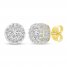 Men's Diamond Double Row Stud Earrings 1/2 ct tw Round-cut 10K Yellow Gold