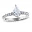 Diamond Engagement Ring 1-1/3 ct tw Pear/Round 14K White Gold