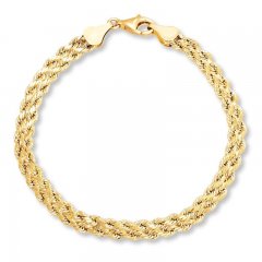 Braided Rope Bracelet 10K Yellow Gold 7.25" Length