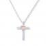 Cross Necklace 1/10 ct tw Diamonds Sterling Silver/10K Gold