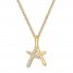 Diamond Cross Necklace 1/10 ct tw Round-cut 10K Yellow Gold