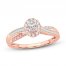 Diamond Engagement Ring 3/8 ct tw Oval/Baguette/Round 14K Rose Gold