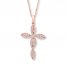 Diamond Cross Necklace 3/8 ct tw Round-cut 10K Rose Gold