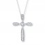 Cross Necklace 3/8 ct tw Diamonds 10K White Gold