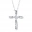 Cross Necklace 3/8 ct tw Diamonds 10K White Gold