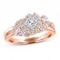 Adrianna Papell Diamond Engagement Ring 7/8 ct tw Princess/Pear/Marquise/Round 14K Rose Gold