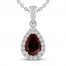 Garnet & White Lab-Created Sapphire Necklace Sterling Silver 18"