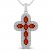 Garnet & White Lab-Created Sapphire Cross Necklace Sterling Silver 18"