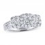 Leo Diamond 3-Stone Engagement Ring 1-1/3 ct tw Princess/Round 14K White Gold