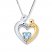 Mother & Child Necklace Aquamarine Sterling Silver/10K Gold