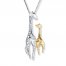 Giraffe Necklace 1/20 ct tw Diamonds Sterling Silver/10K Gold