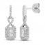 Diamond Drop Earrings 1/2 ct tw Princess & Round-cut 10K White Gold