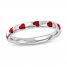 Stackable Heart Ring Red Enamel Sterling Silver