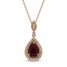 Ruby Necklace 1/8 ct tw Diamonds 10K Rose Gold 18"