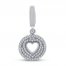 True Definition Diamond Heart Charm 1/5 ct tw Round-cut Sterling Silver