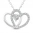 Two as One Diamond Heart Necklace 1/10 ct tw Round-Cut 10K Sterling Silver 18"