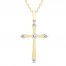 Diamond Cross Necklace 1/5 ct tw Round-cut 10K Yellow Gold 18"