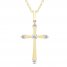 Diamond Cross Necklace 1/5 ct tw Round-cut 10K Yellow Gold 18"