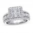 Diamond Engagement Ring 2 ct tw Princess/Round 14K White Gold