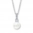 Cultured Pearl Necklace Lab-Created Sapphires Sterling Silver