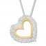 Diamond Heart Necklace 1/20 ct tw Sterling Silver/10K Gold