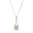 Aquamarine Necklace 1/20 cttw Diamonds Sterling Silver/10K Gold