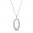 Diamond Oval Necklace 1/2 ct tw 10K White Gold 18"