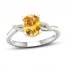 Citrine & Diamond Ring Oval/Round-Cut 10K Yellow Gold/Sterling Silver