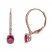 Ruby & Diamond Hoop Earrings 1/15 ct tw Oval/Round-Cut 10K Rose Gold