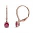 Ruby & Diamond Hoop Earrings 1/15 ct tw Oval/Round-Cut 10K Rose Gold