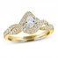 Adrianna Papell Diamond Engagement Ring 1/2 ct tw Pear/Round 14K Yellow Gold