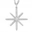 Diamond Star Necklace 1 ct tw Round-cut 14K White Gold 20"