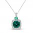 Lab-Created Emerald & White Lab-Created Sapphire Necklace Sterling Silver 18"