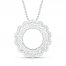 White Lab-Created Sapphire Circle Necklace Sterling Silver 18"