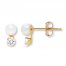 Young Teen Cultured Pearl & Cubic Zirconia Earrings 14K Gold