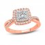 Diamond Engagement Ring 3/4 ct tw Princess/Round 18K Two-Tone Gold
