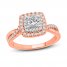 Diamond Engagement Ring 3/4 ct tw Princess/Round 18K Two-Tone Gold