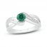Lab-Created Emerald & White Lab-Created Sapphire Ring Sterling Silver