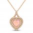 Pink Lab-Created Opal & White Lab-Created Sapphire Heart Necklace 10K Rose Gold 18"